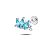 Piercing orecchio/naso/bocca loto di ghiaccio azzurro in argento - NovaNavel