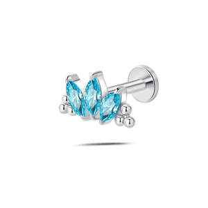 Piercing orecchio/naso/bocca loto di ghiaccio azzurro in argento - NovaNavel
