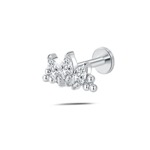 Piercing orecchio/naso/bocca loto di ghiaccio bianco in argento - NovaNavel