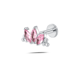 Piercing orecchio/naso/bocca loto di ghiaccio rosa in argento - NovaNavel