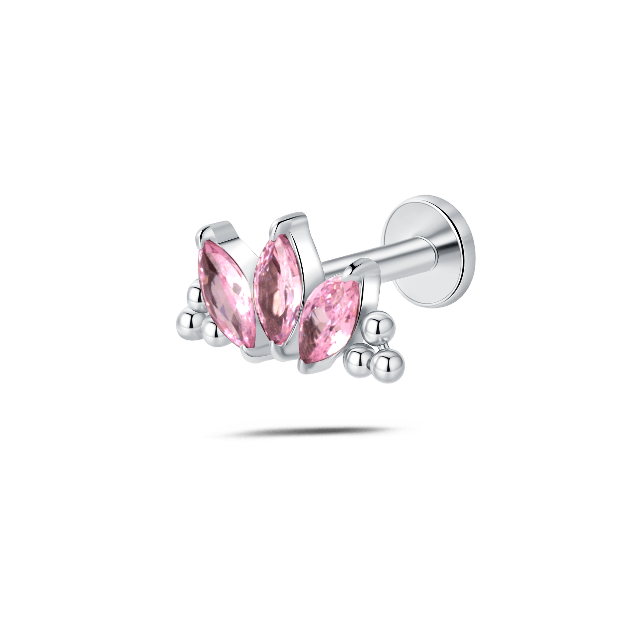 Piercing orecchio/naso/bocca loto di ghiaccio rosa in argento - NovaNavel