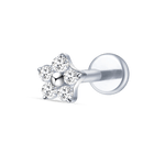 Piercing orecchio/naso/bocca mini fiore bianco in argento - NovaNavel