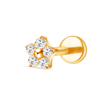 Piercing orecchio/naso/bocca mini fiore bianco in oro - NovaNavel