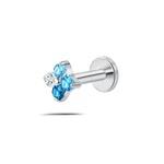 Piercing orecchio/naso/bocca orchidea sky blue in argento - NovaNavel