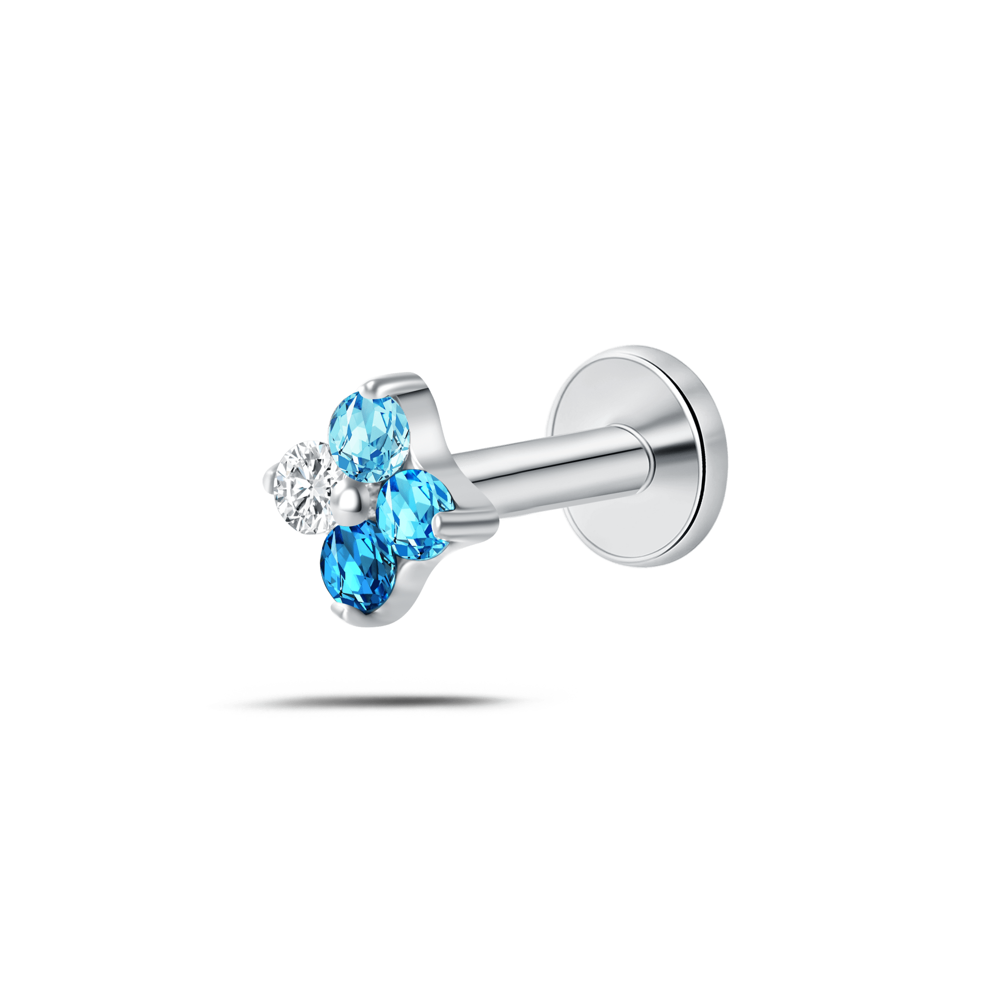 Piercing orecchio/naso/bocca orchidea sky blue in argento - NovaNavel