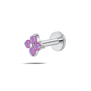Piercing orecchio/naso/bocca orchidea viola in argento - NovaNavel