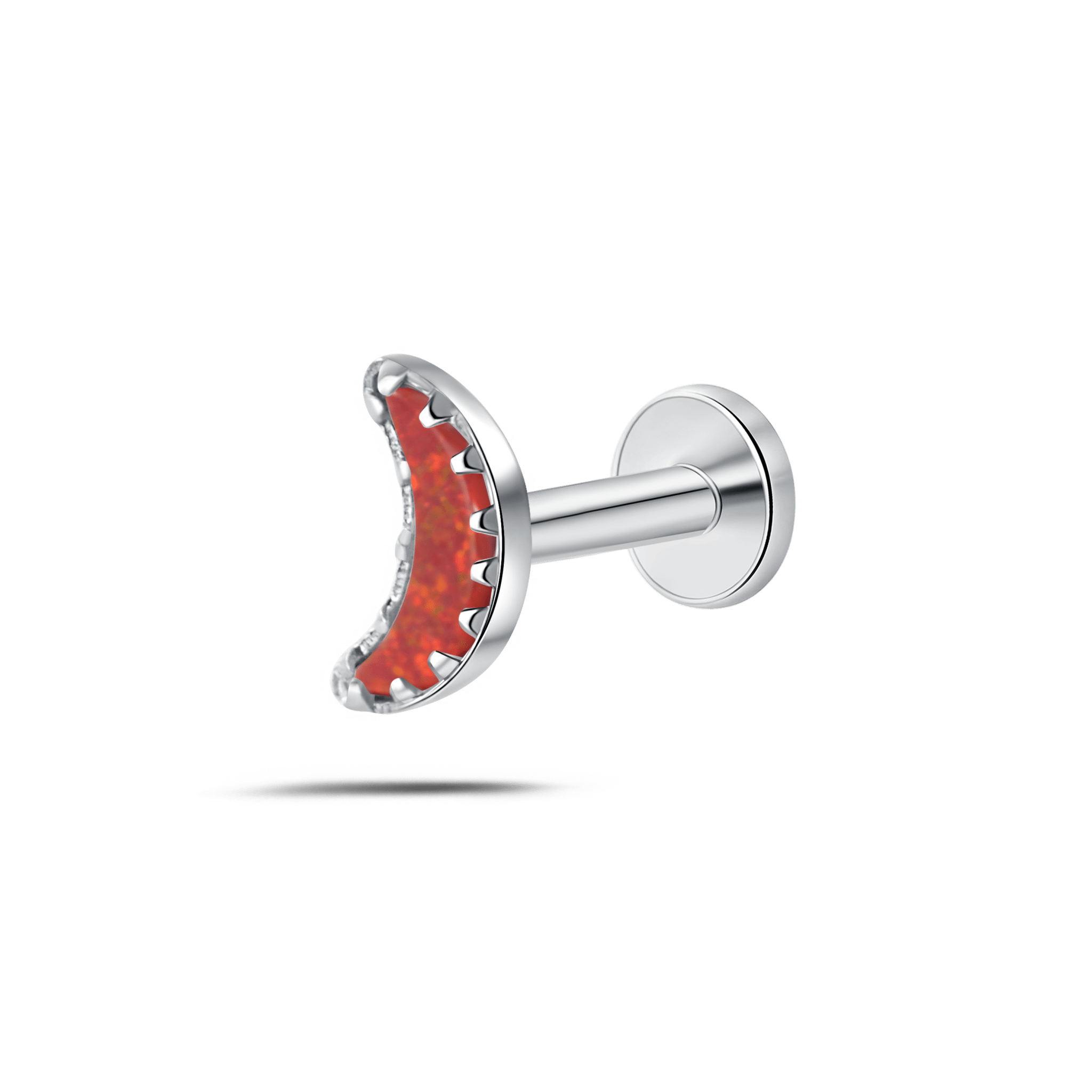 Piercing orecchio/naso/bocca selene rosso in argento - NovaNavel