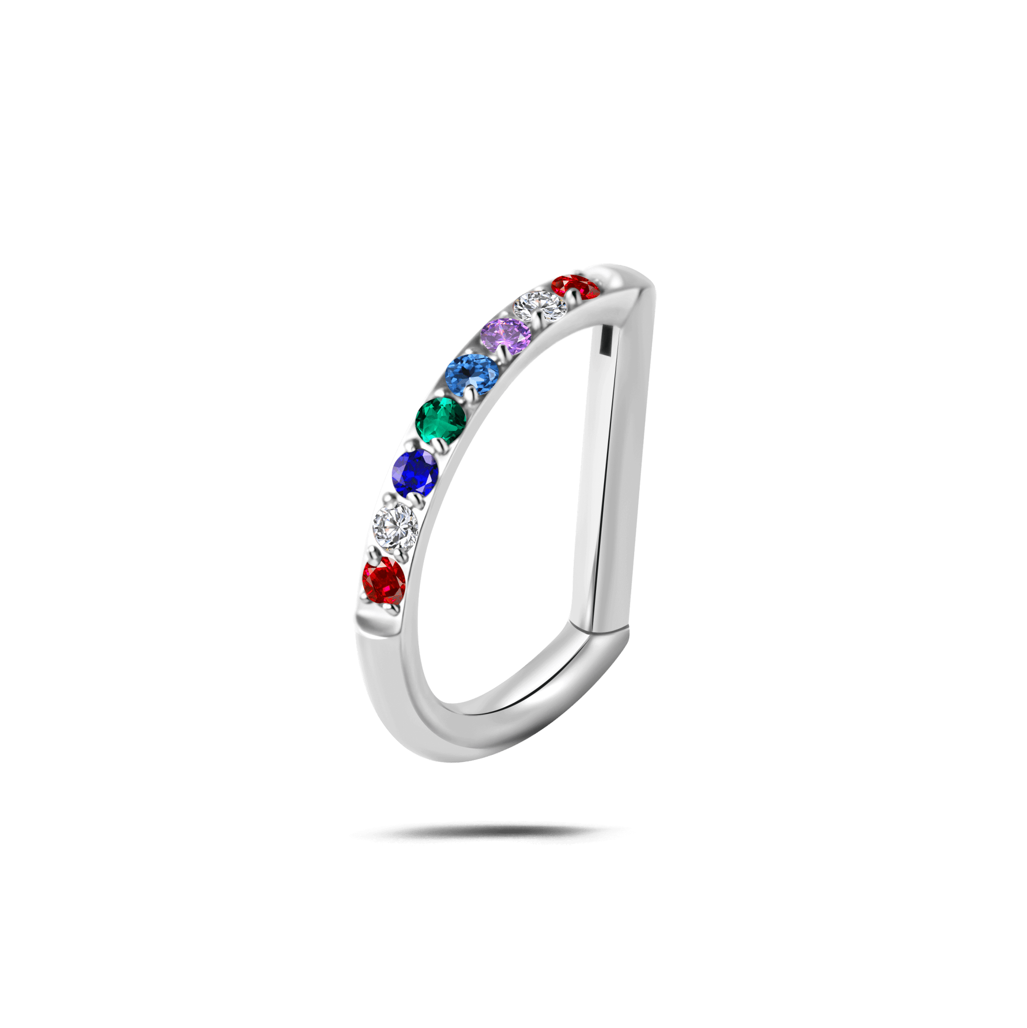 Piercing orecchio/naso/bocca semicerchio arcobaleno in argento - NovaNavel