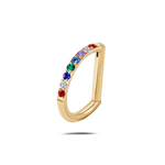 Piercing orecchio/naso/bocca semicerchio arcobaleno in oro - NovaNavel