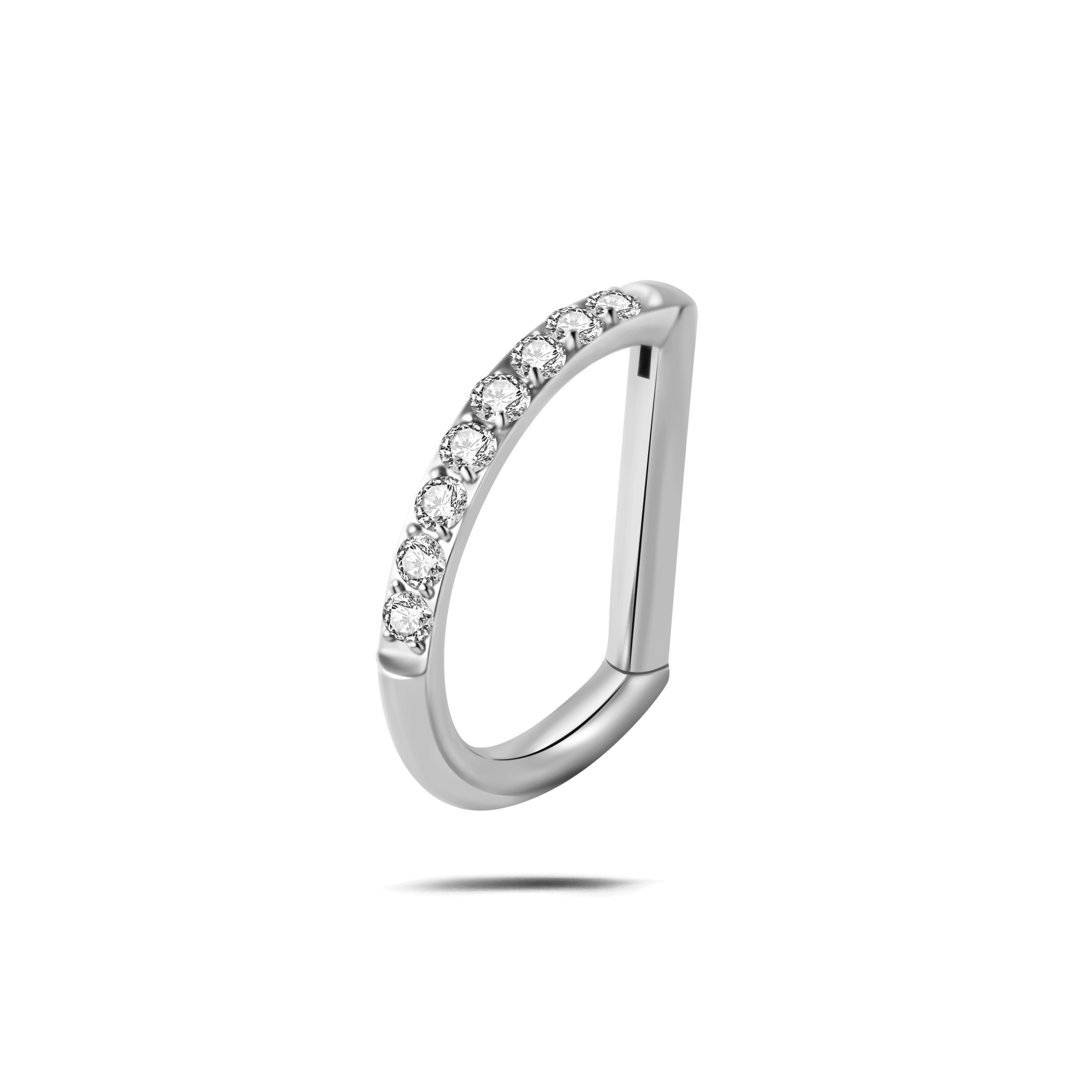 Piercing orecchio/naso/bocca semicerchio bianco in argento - NovaNavel