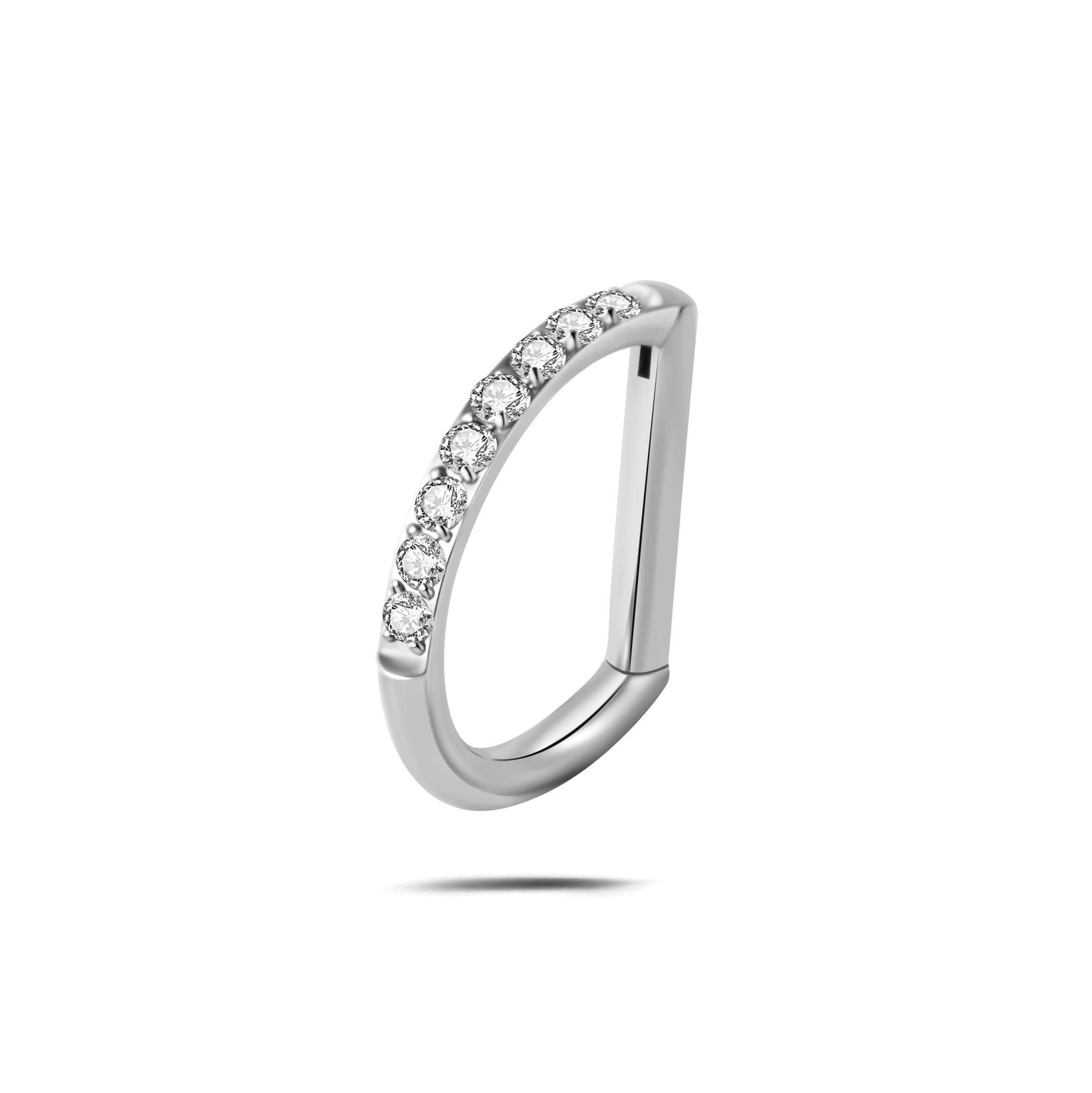 Piercing orecchio/naso/bocca semicerchio bianco in argento - NovaNavel