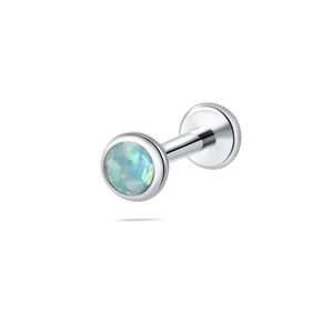 Piercing orecchio/naso/bocca sfera opale acqua marina in argento - NovaNavel