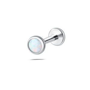 Piercing orecchio/naso/bocca sfera opale bianco in argento - NovaNavel