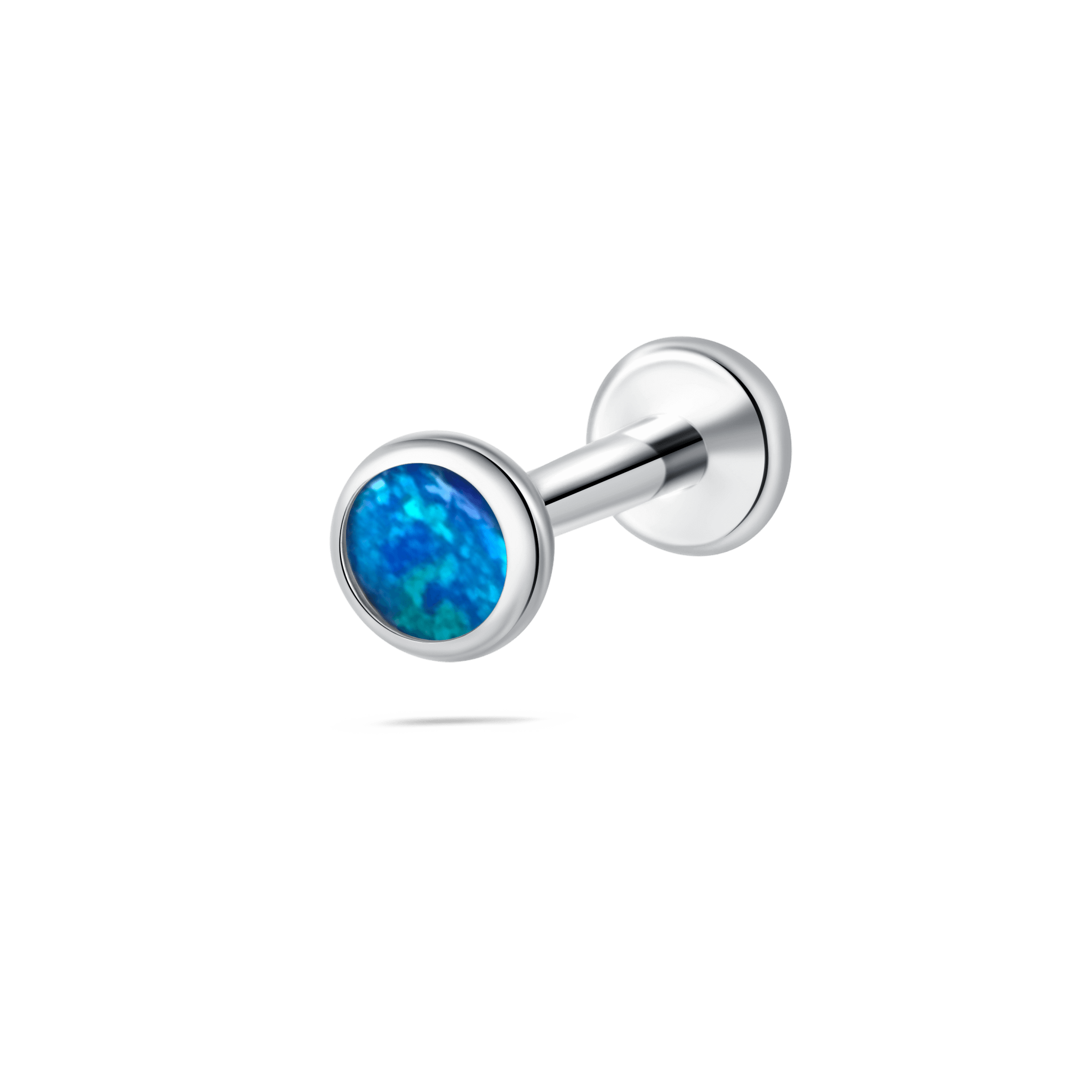 Piercing orecchio/naso/bocca sfera opale blu in argento - NovaNavel