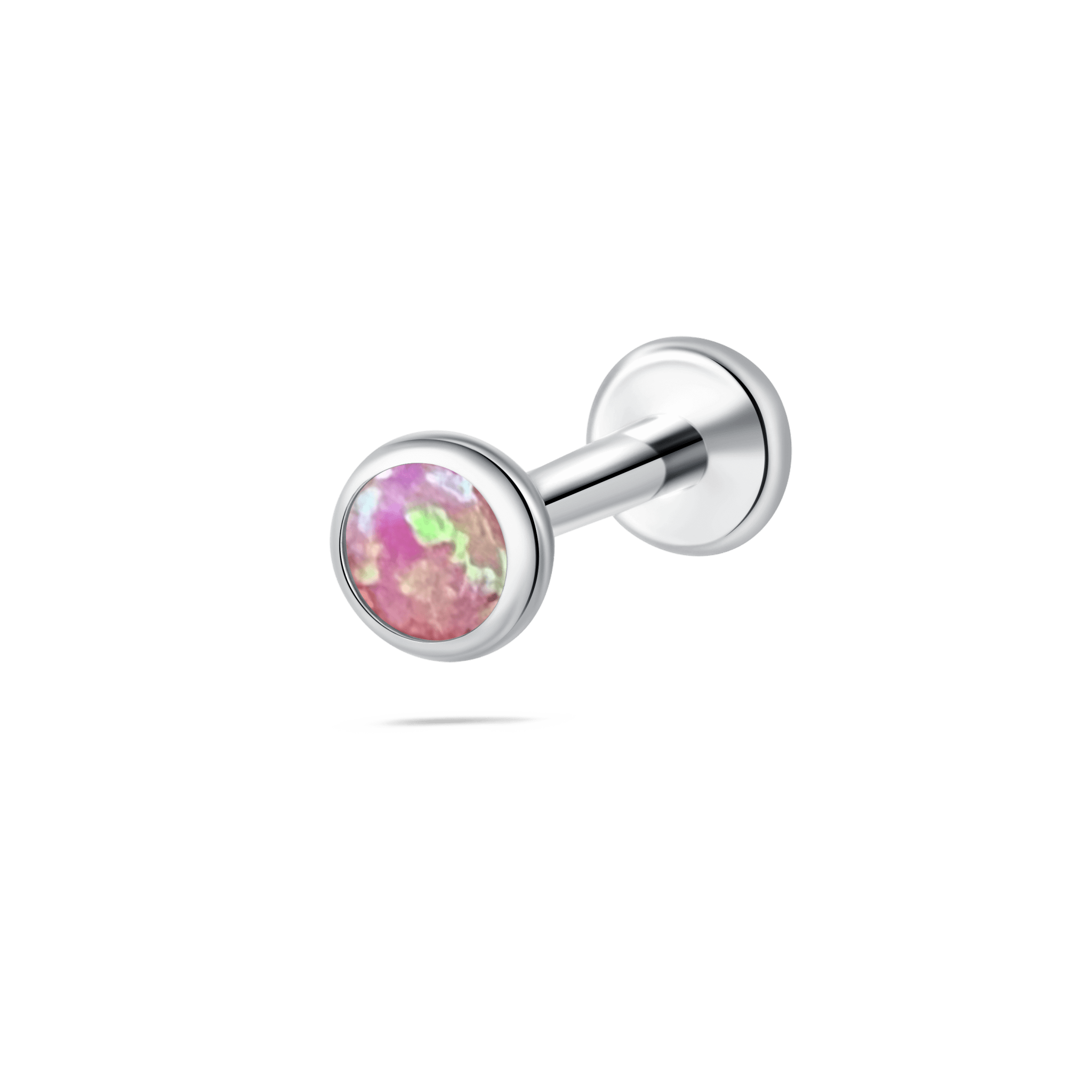 Piercing orecchio/naso/bocca sfera opale fucsia in argento - NovaNavel