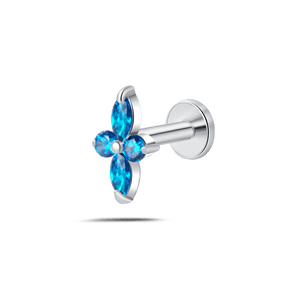 Piercing orecchio/naso/bocca smeraldo blu in argento - NovaNavel