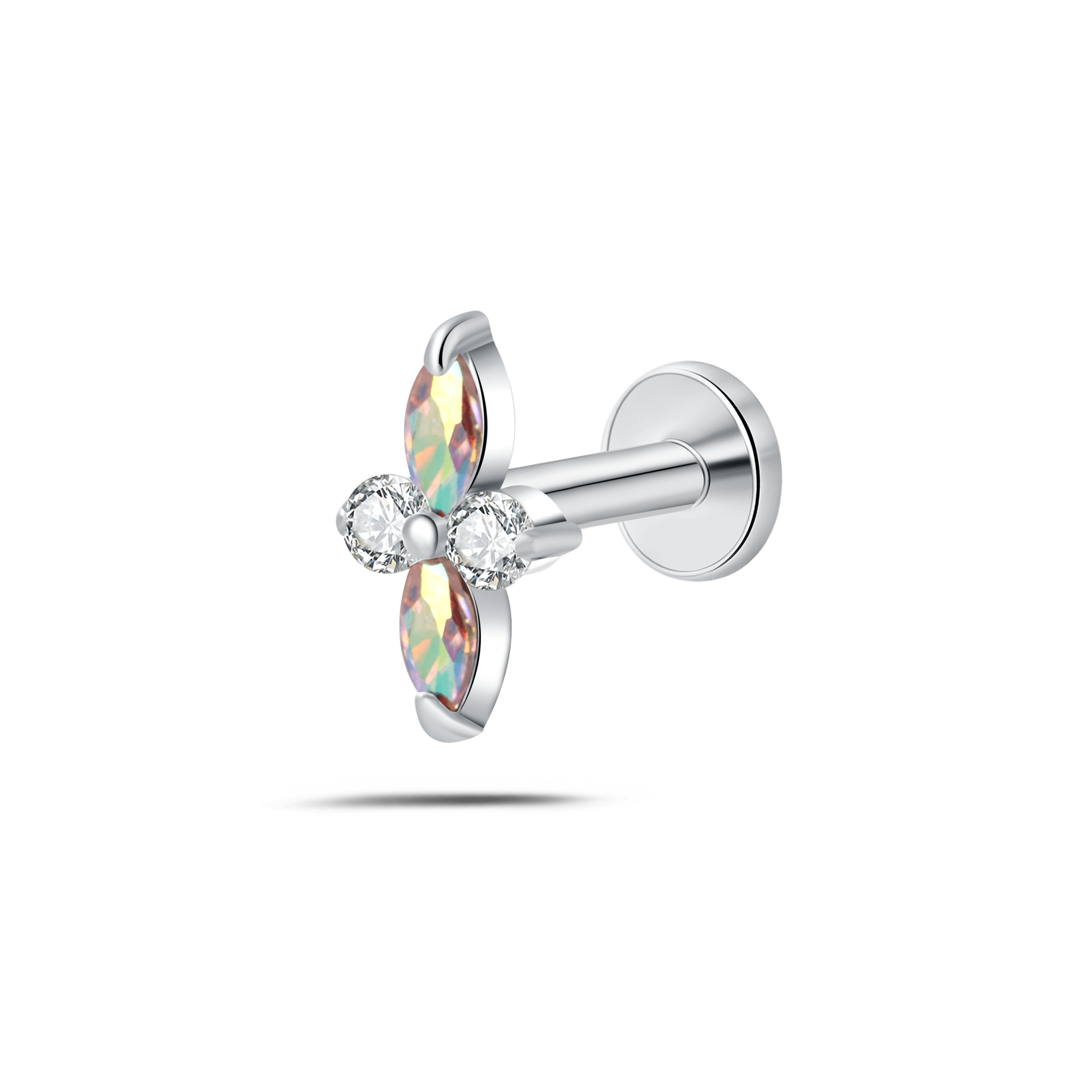 Piercing orecchio/naso/bocca smeraldo multicolor in argento - NovaNavel