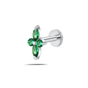 Piercing orecchio/naso/bocca smeraldo verde in argento - NovaNavel