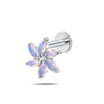 Piercing orecchio/naso/bocca stella alpina aurora boreale in argento - NovaNavel