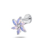 Piercing orecchio/naso/bocca stella alpina aurora boreale in argento - NovaNavel