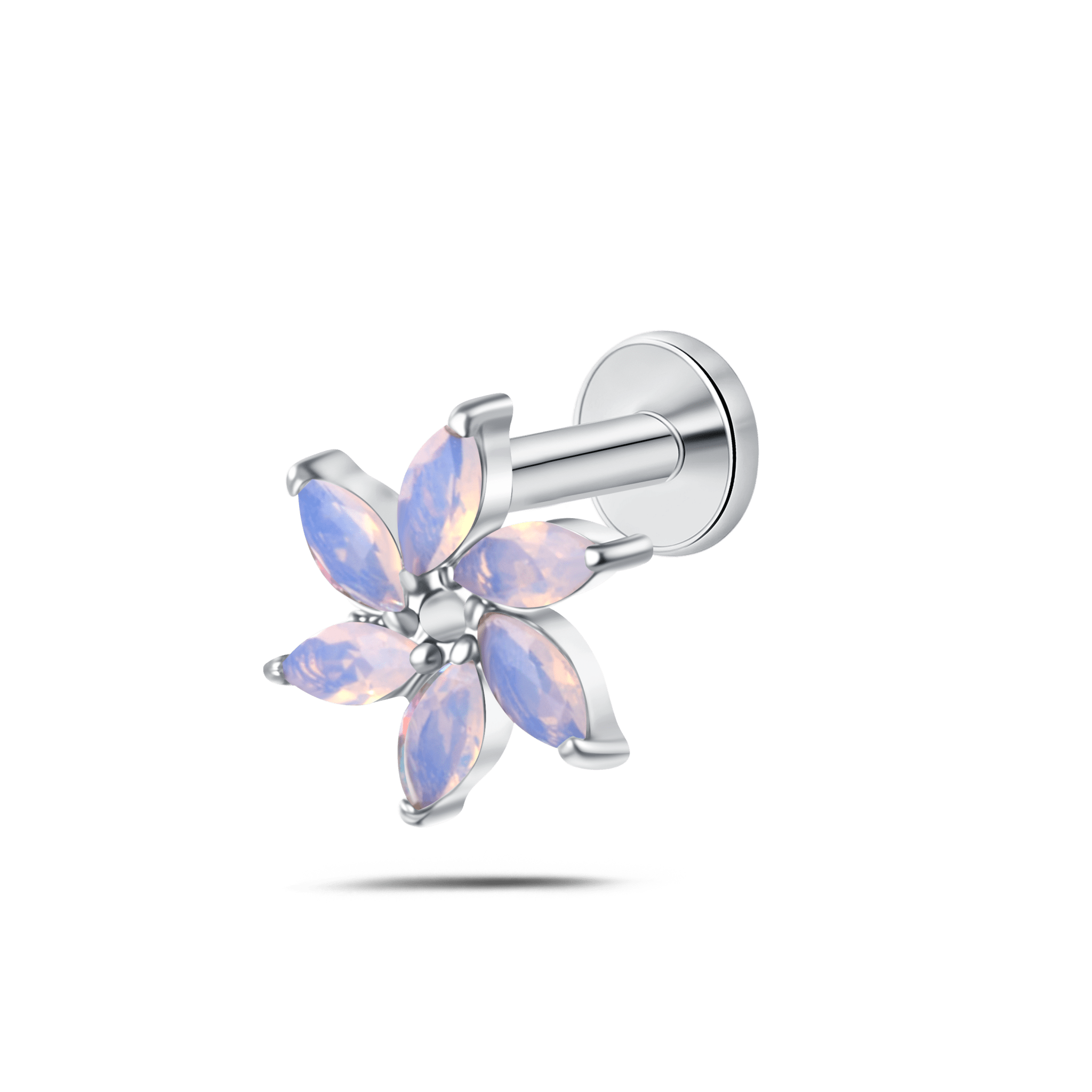 Piercing orecchio/naso/bocca stella alpina aurora boreale in argento - NovaNavel