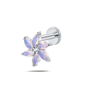Piercing orecchio/naso/bocca stella alpina aurora boreale in argento - NovaNavel