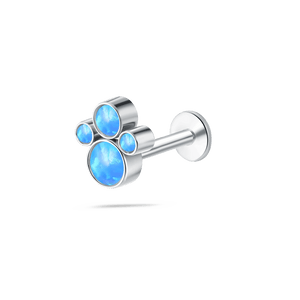 Piercing orecchio/naso/bocca tre grappoli blu in argento - NovaNavel