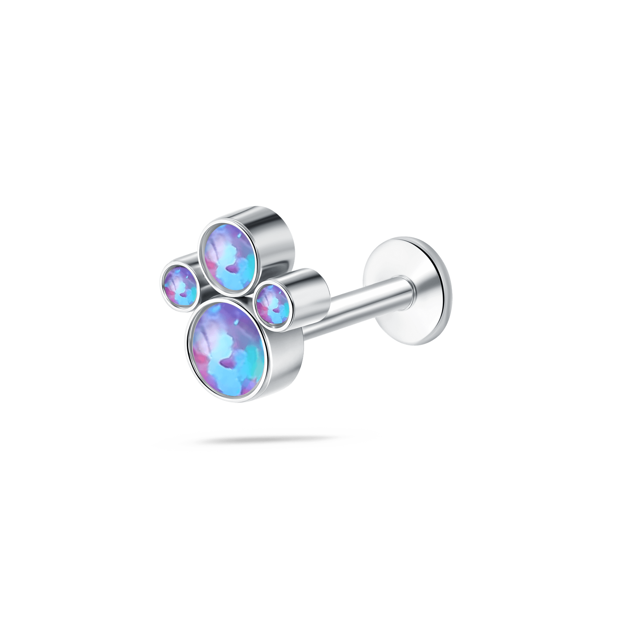 Piercing orecchio/naso/bocca tre grappoli viola in argento - NovaNavel