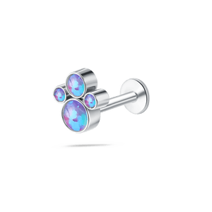 Piercing orecchio/naso/bocca tre grappoli viola in argento - NovaNavel