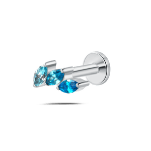 Piercing orecchio/naso/bocca trilogy sky blue in argento - NovaNavel