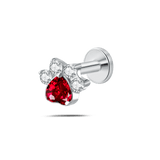 Piercing orecchio/naso/bocca zampa brillante rossa in argento - NovaNavel