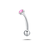 Piercing sopracciglio/orecchio pietra rosa in argento - NovaNavel