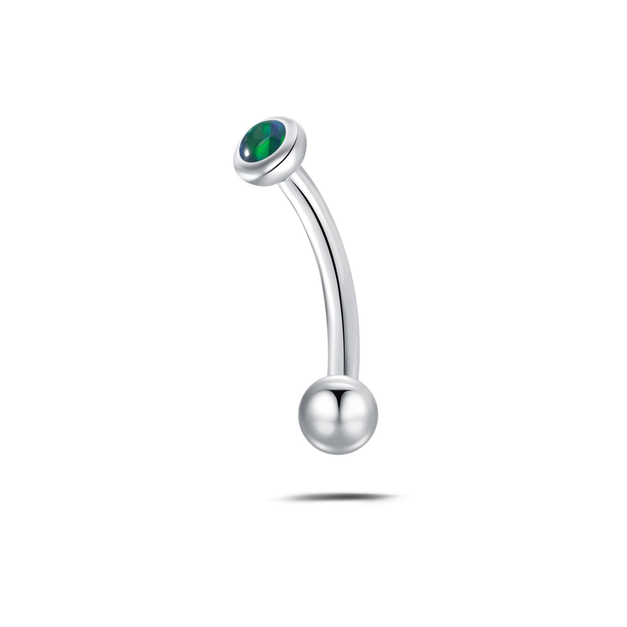 Piercing sopracciglio/orecchio pietra verde opale in argento - NovaNavel
