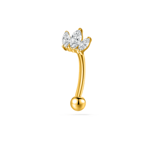 Piercing sopracciglio/orecchio tre petali in oro - NovaNavel