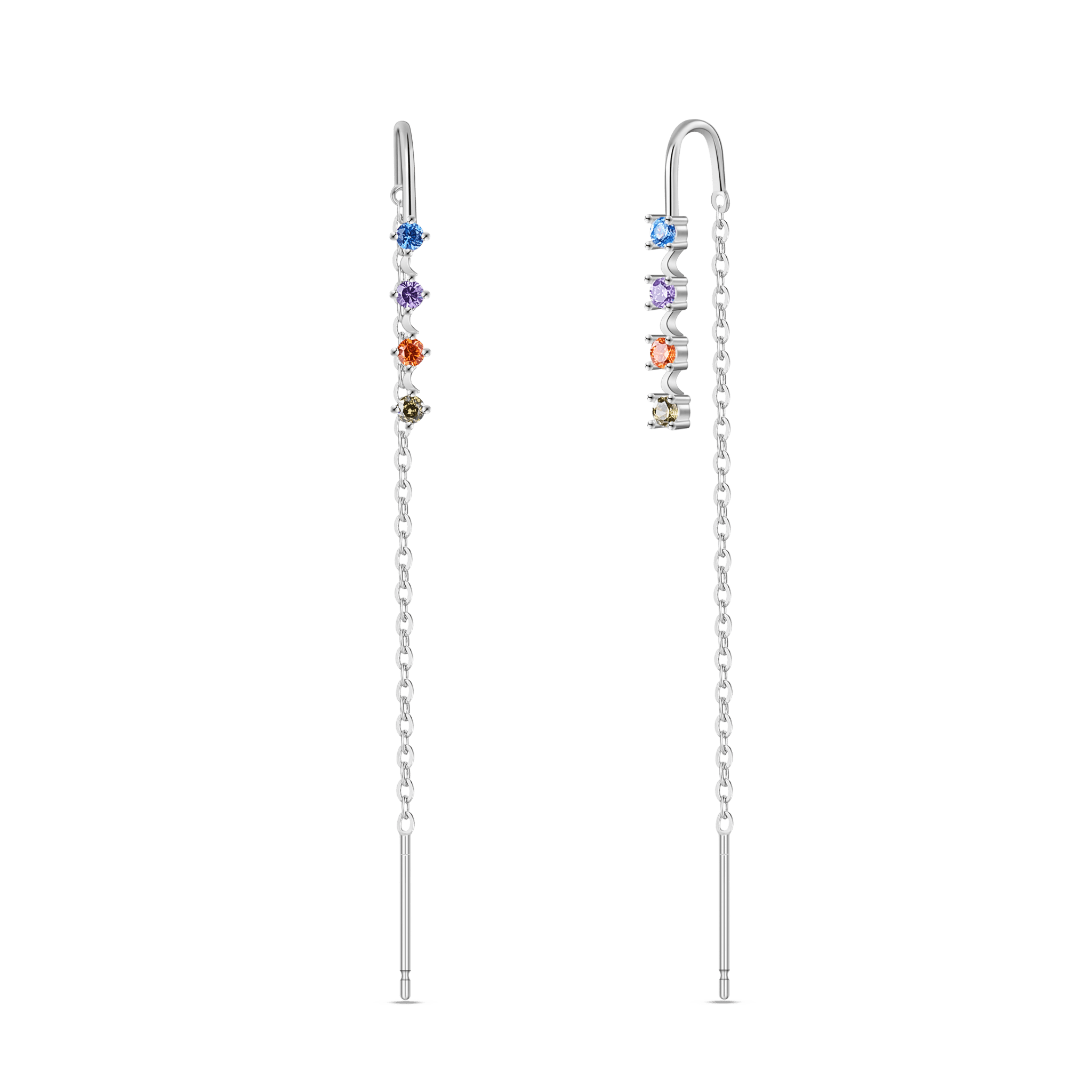 Saliscendi luna arcobaleno in argento - NovaNavel