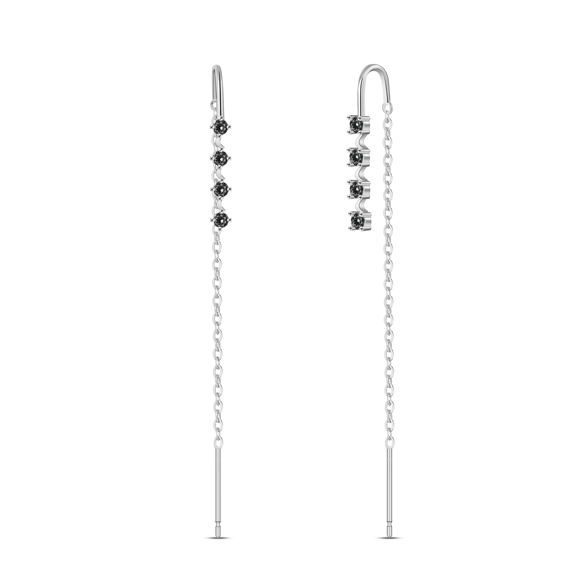 Saliscendi luna neri in argento - NovaNavel