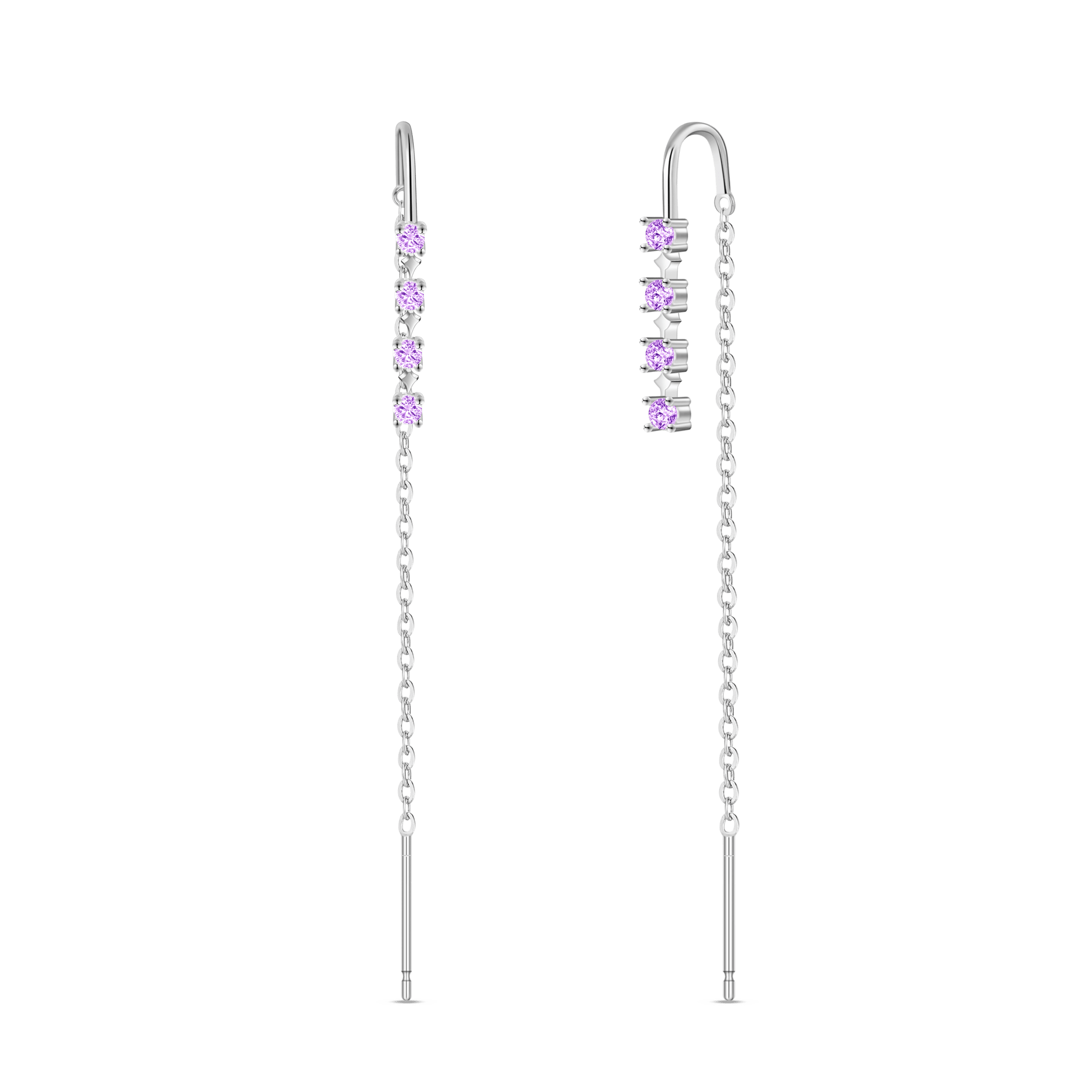 Saliscendi rombo viola in argento - NovaNavel