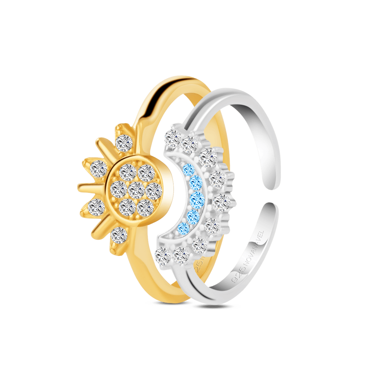 Set anelli sole e luna in argento e oro - NovaNavel