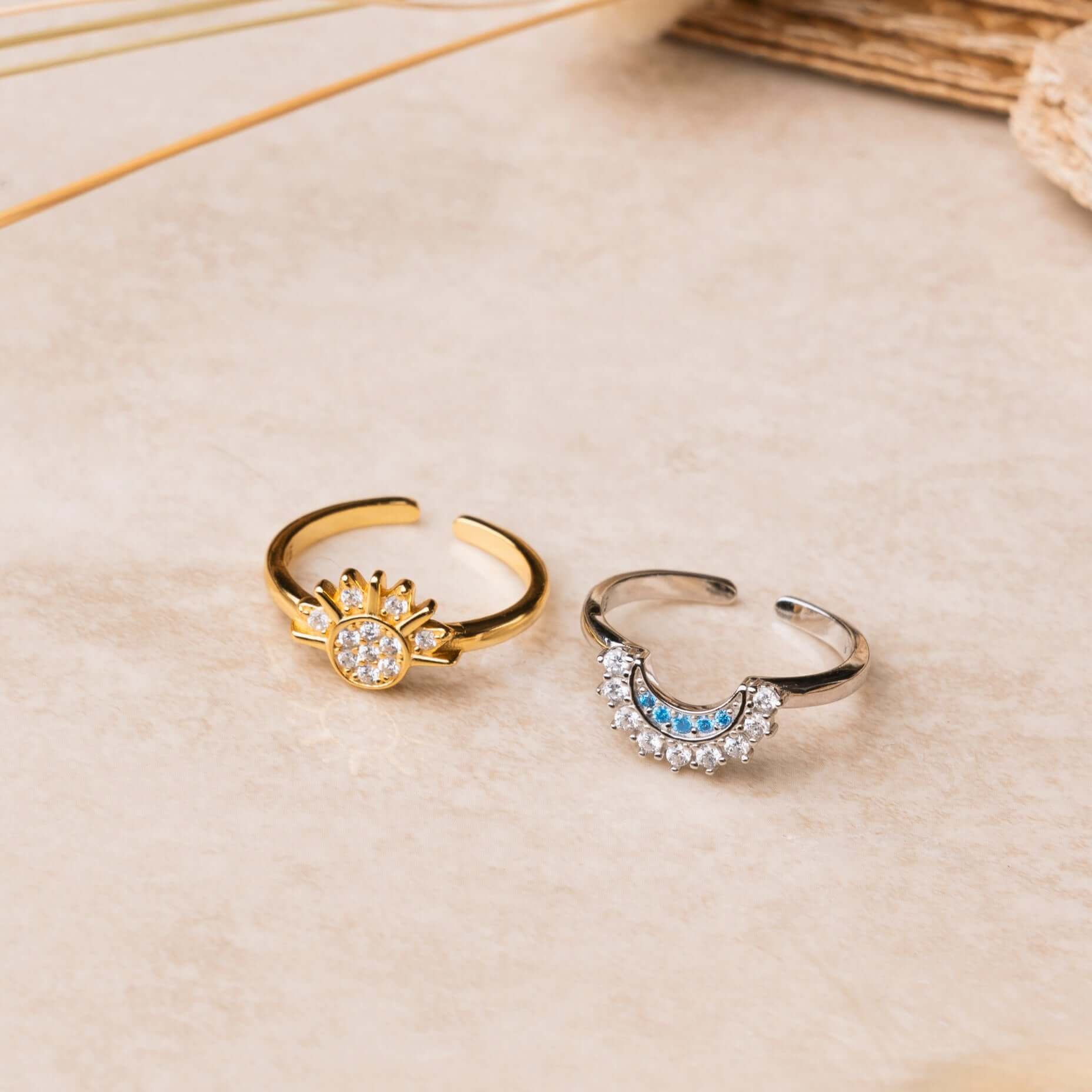 Set anelli sole e luna in argento e oro - NovaNavel