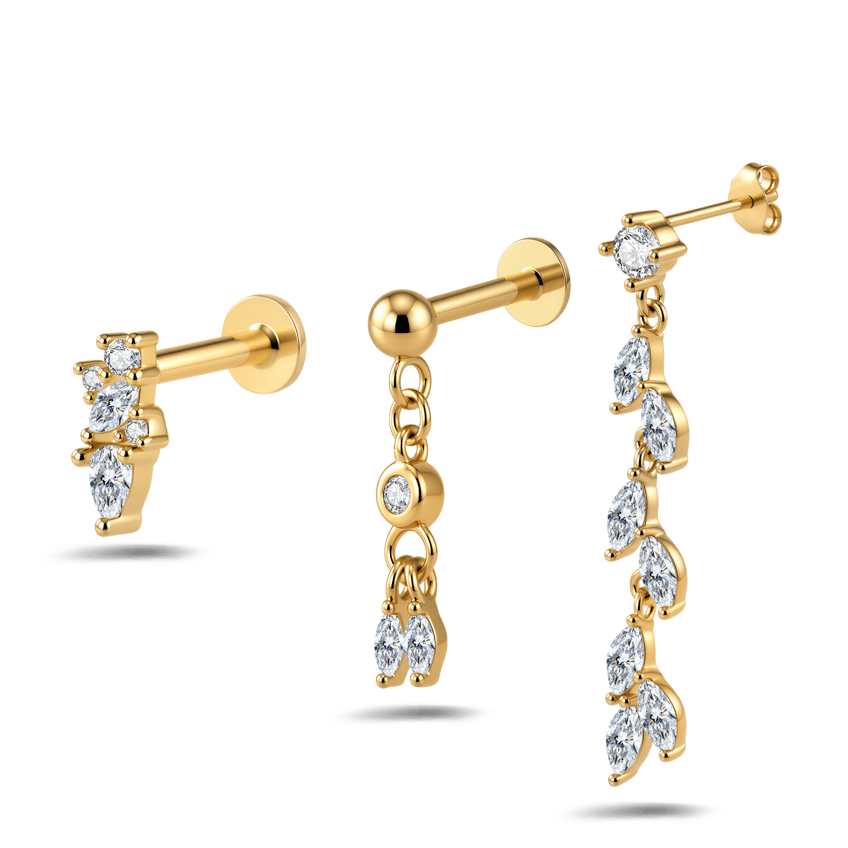 Set orecchini armonia bianco in oro - NovaNavel®