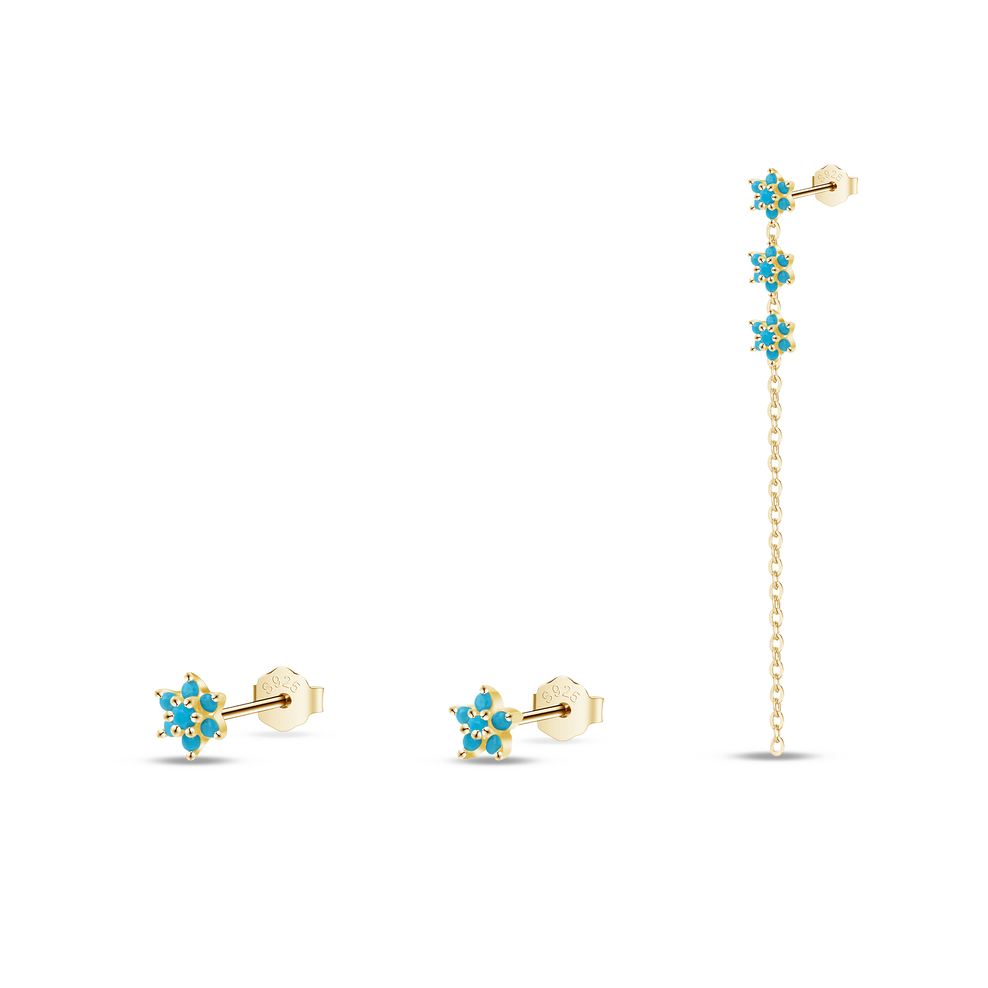 Set orecchini bouquet turchese in oro - NovaNavel