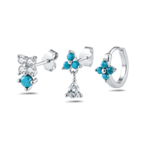 Set orecchini floreale turchese in argento - NovaNavel®