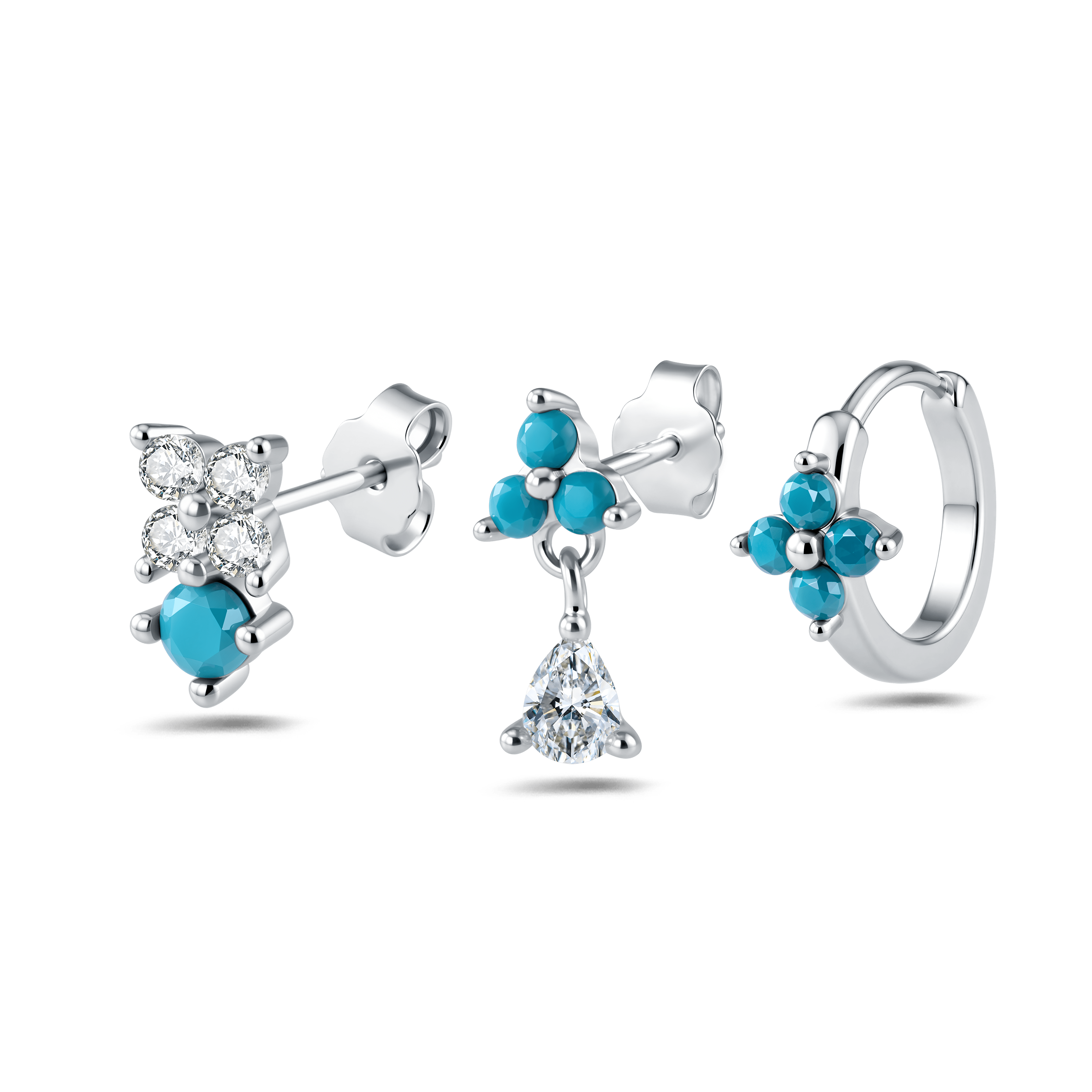 Set orecchini floreale turchese in argento - NovaNavel®