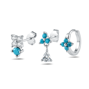 Set orecchini floreale turchese in argento - NovaNavel®
