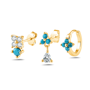 Set orecchini floreale turchese in oro - NovaNavel®