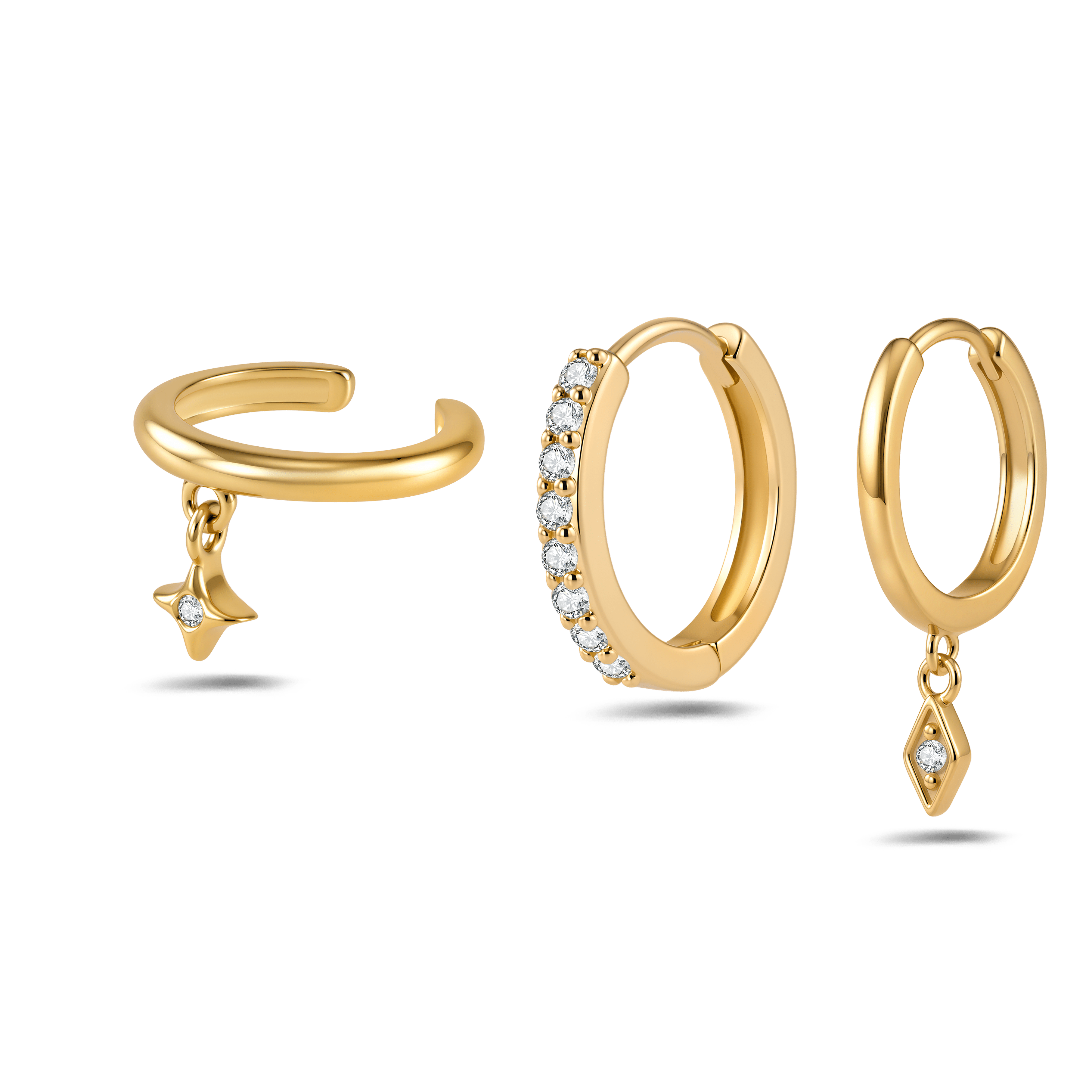 Set orecchini icon bianco in oro - NovaNavel®